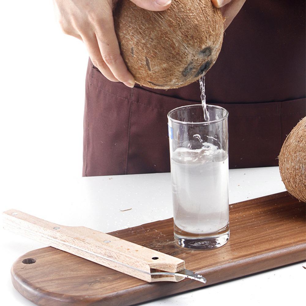 Holzgriff Kokosnussöffner Schneider Holzfarbe Silber Kokosnussstecher Hartschalenfrüchte