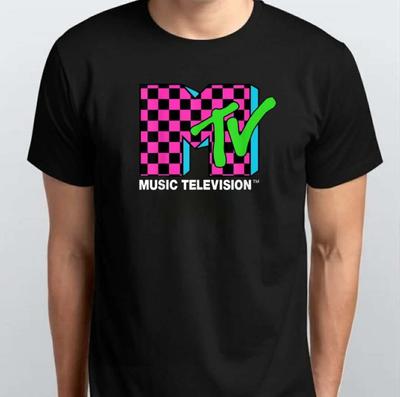 Classic MTV Logo Pink And Blue T-SHIRT S M L XL XXL 3 4 XL Black