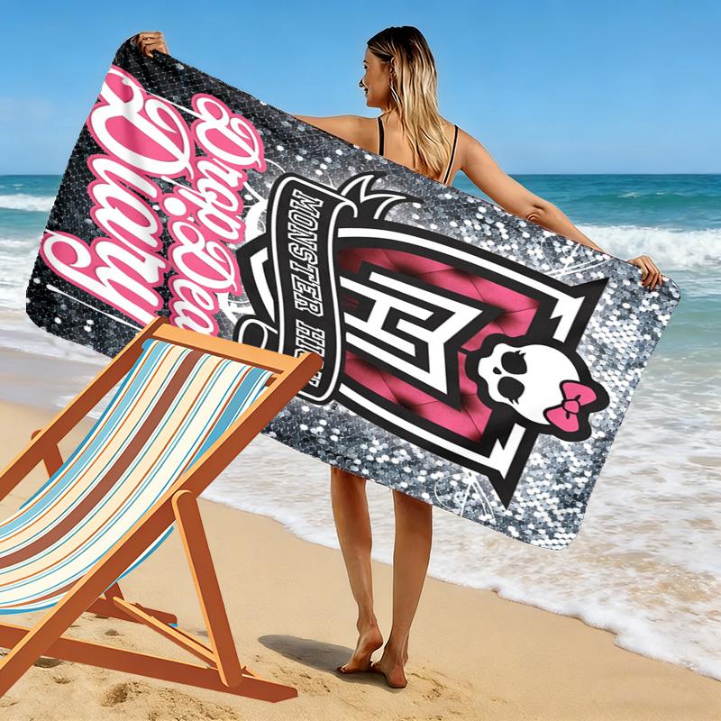 Monster High 2D Flat Print Beach Towel, Large Soft Quick Dry Towel for Beach Camping Swimming.NSTJ0928316
