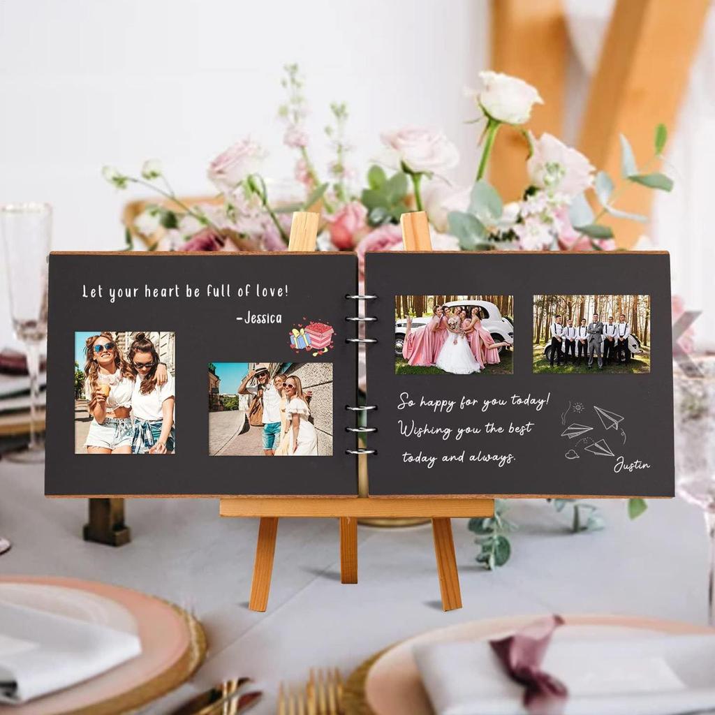 Guest Book Wedding Reception Spiral Binding Wood Cover Registry Guestbook Bridal Shower Guest Book For Anniversaries Birthdays