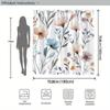 1 pastel floral shower curtain, blue and purple watercolor pattern with elongated leaves, with hooks, machine washable polyester