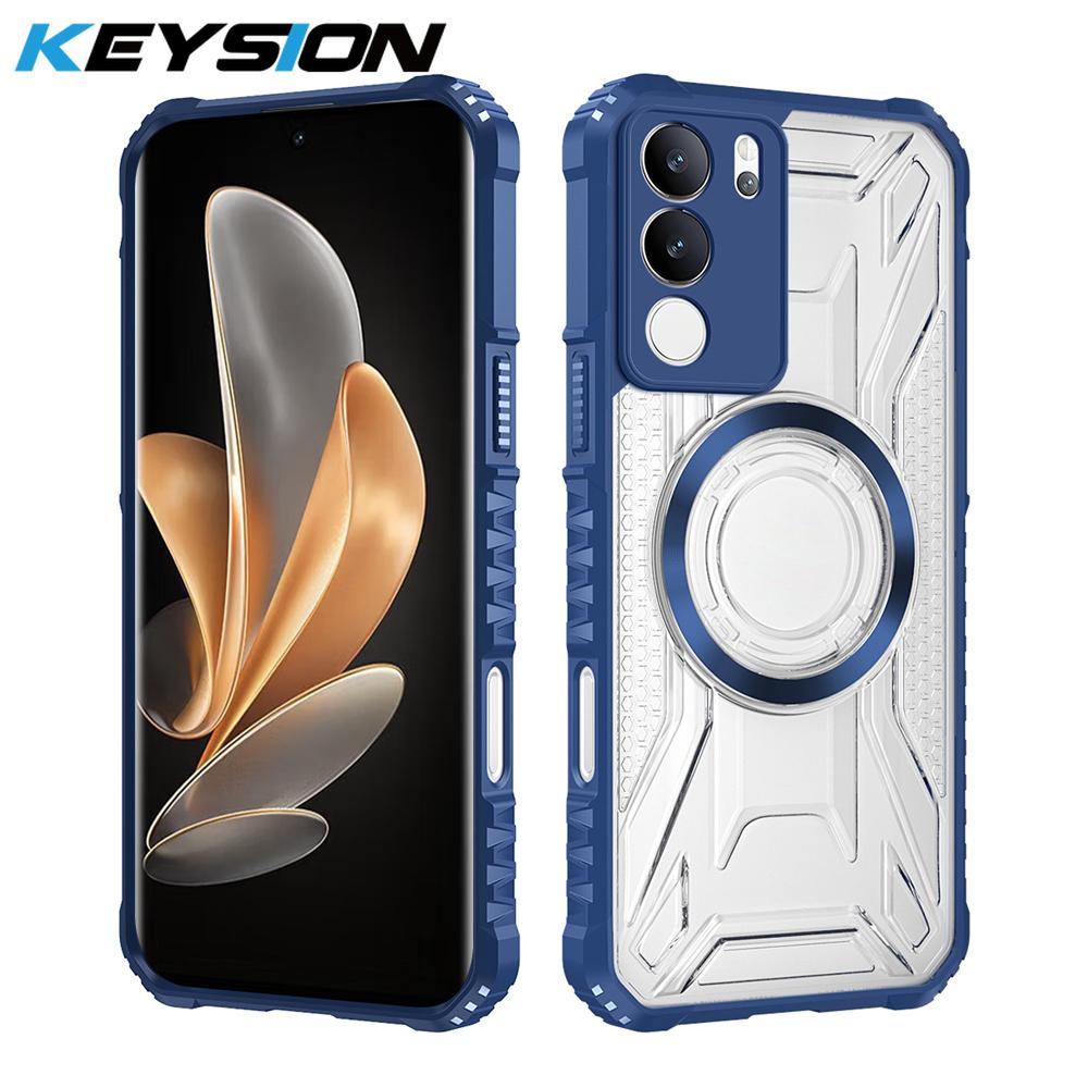 KEYSION Transparente magnetische Hülle für VIVO V29 5G Weiches Silikon+PC Robuste stoßfeste Handy-Rückseite für für VIVO V29 5G