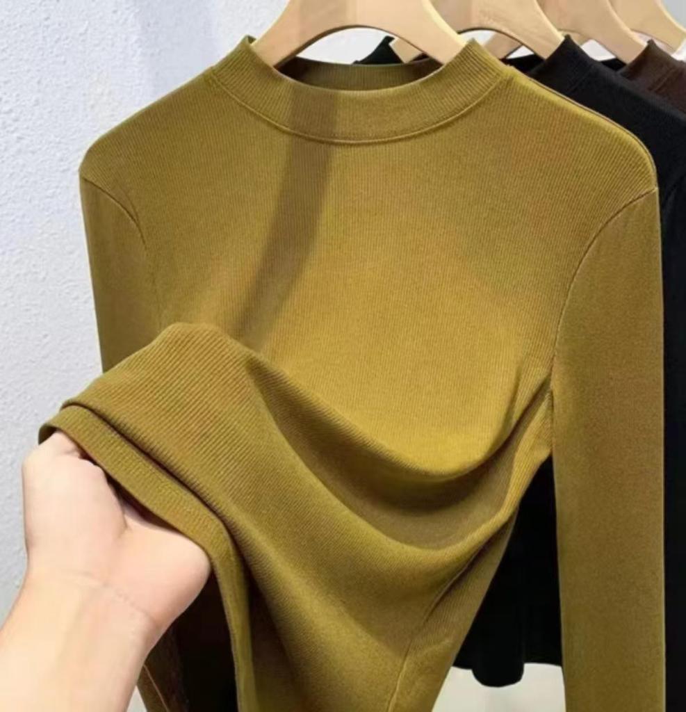 2024 Ancola Red Women’s Slimming Long Sleeve Top - High Quality Spring/Autumn Wear