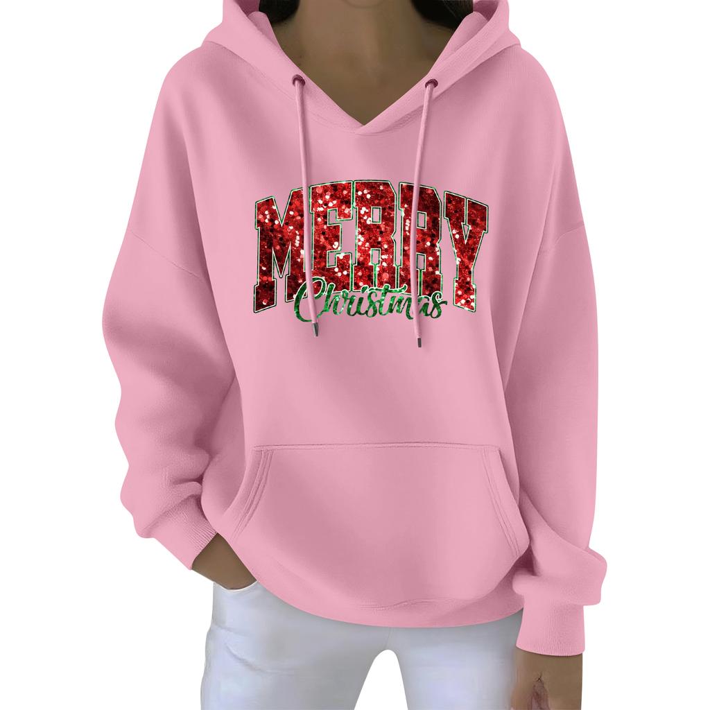 Women's Christmas  Hoodie Funny Cute Christmas Holiday Sweatshirt Pullover