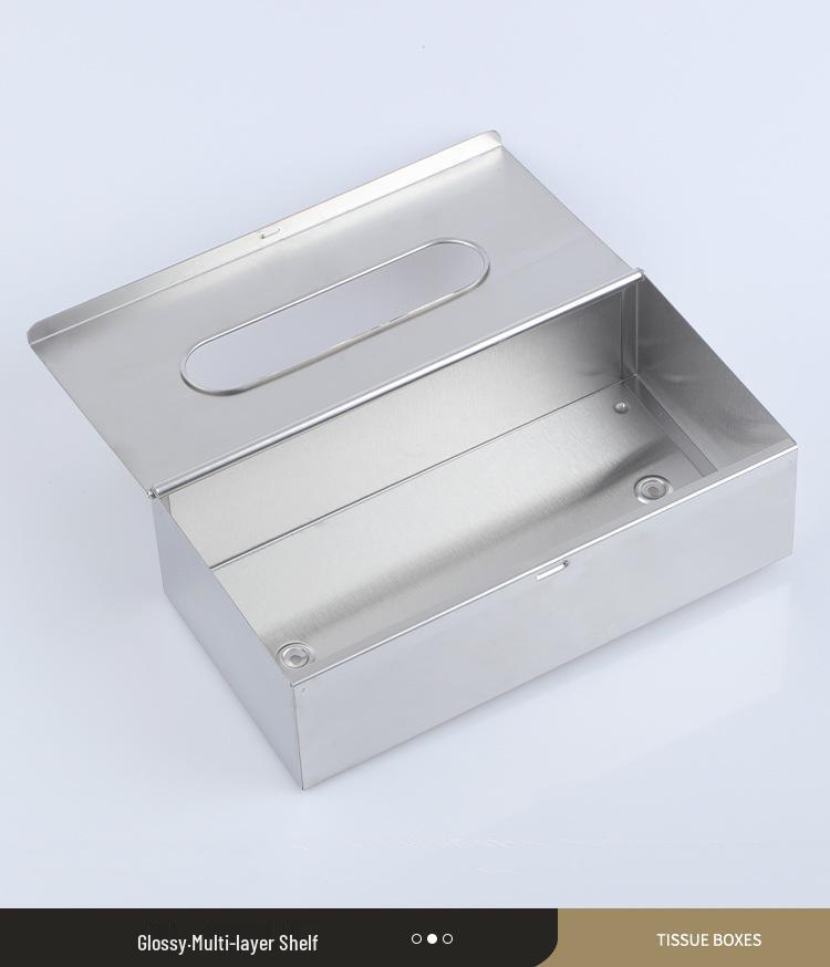 Stainless Steel Wall-Mounted Tissue Box for Hotel, Coffee Table, Restaurant, or Bathroom - Multi-Functional Pull-Out Design