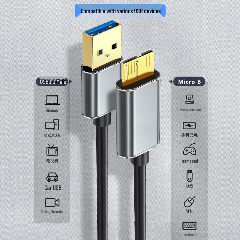 USB 3.0 Type-C to Micro-B Hard Drive Data Transfer Cable
