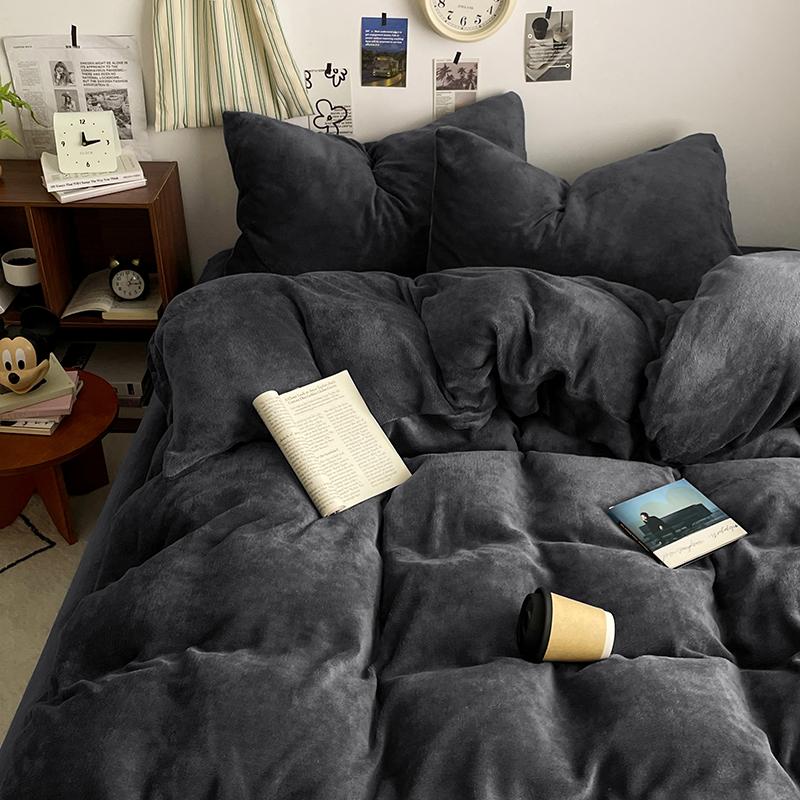 Pink Thick Milk Velvet Duvet Cover, Autumn and Winter Warm Comforter Cover, Reversible Soft Solid Color Bedding Quilt Covers 1pc