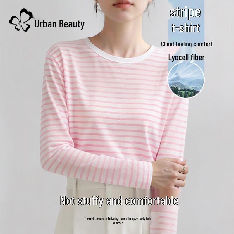 

Women s Striped Snowflake Cotton Long-Sleeve T-Shirt S