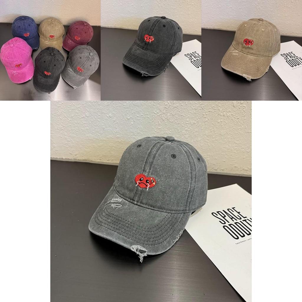 Crying Heart Shaped Baseball Cap With Curved Brim And Wash Cotton Material For Summer Activities