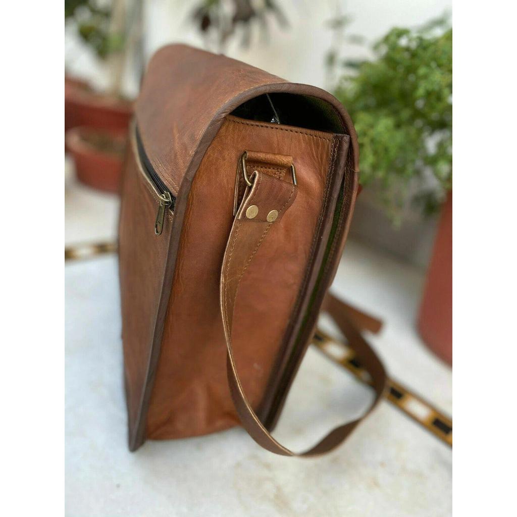 Couro Vintage Mensageiro para Laptop Feito à Mão Pasta Bolsa Carteiro Masculina Feita à Mão