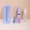 Portable Baby Bottle & Nipple Brush Set with Storage Box and Draining Rack for Travel