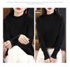 Women's Spring-Summer Chiffon Knit Top with Lace & Mesh Half-High Collar