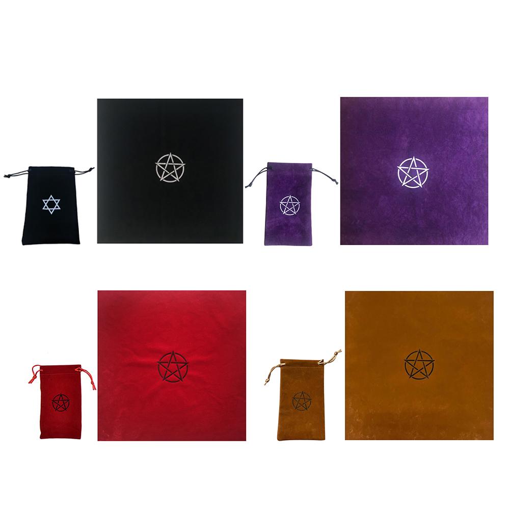 Pentagramm Tarot Tischdecke mit Tasche Samt Altar Tarot Tuch 50x50cm Pentakel Tarot Matte Heim Tischdekoration