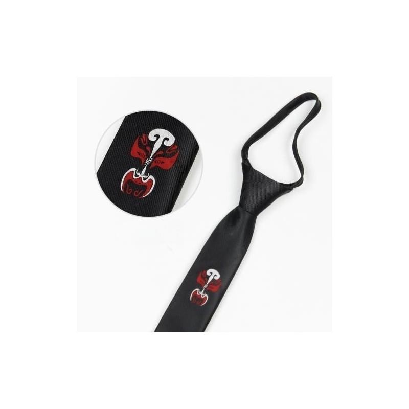 Tiger Head Embroidered Neck Tie For Kids With Striped Wool Material For School Or Casual Wear