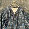 Johnature Women Vintage Print Floral Shirts Tops V-Neck Long Sleeve Blouses Spring Chinese Style Shirts