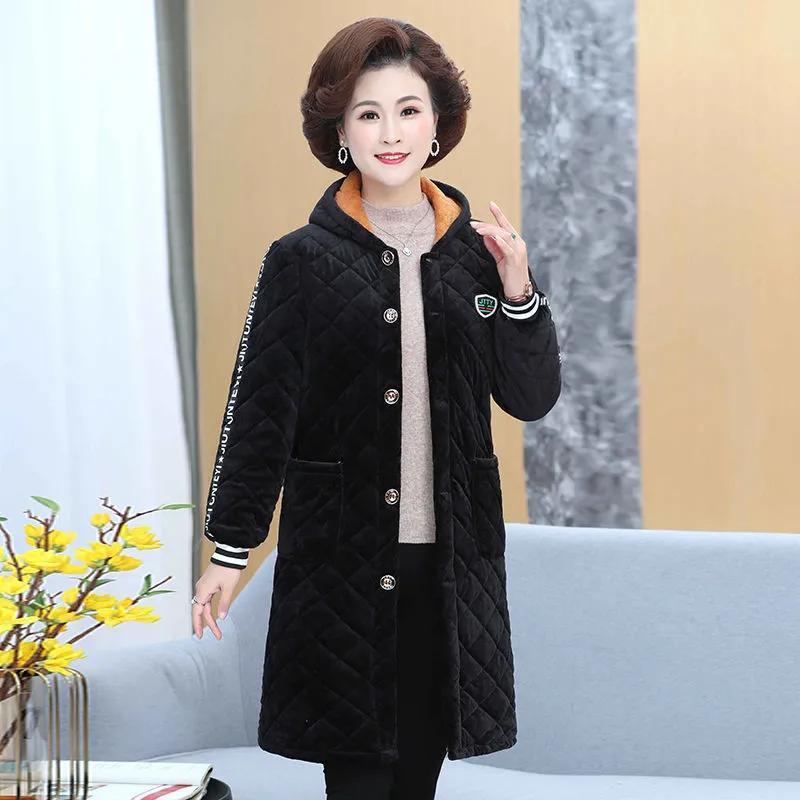 Winter Three-layer Plus Velvet and Cotton Jacket  Women's Plus Size Parker Jacket Overalls Mid-length Warm Coat