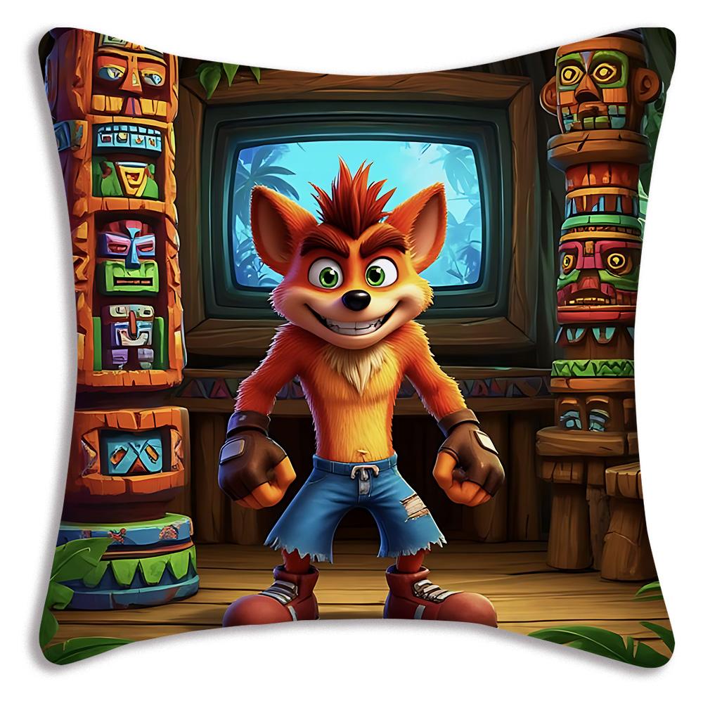Cartoon Crashs B-Bandicoots Pillow Covers Cartoon Sofa Decorative Home Double-sided Printing Short Plush Cute Cushion Cover