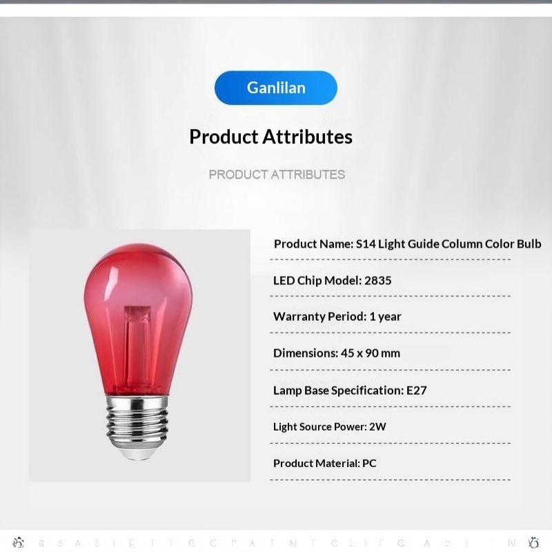 Plastics Colorful S14 Led Bulb 220V E27 2W Replaceable For String Light Halloween Birthday Party Bar Festival Decoration Lights