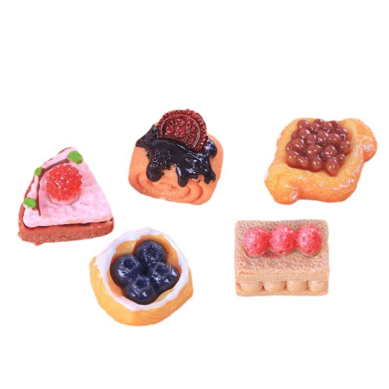 DIY Miniature Food Play Set: Resin Cake Ornaments & Bread Rolls