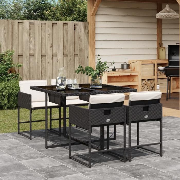 VidaXL Garden Dining Set with Cushions 5 Pcs, Table and Folding Back Chairs, Outdoor Patio Furniture 3211254