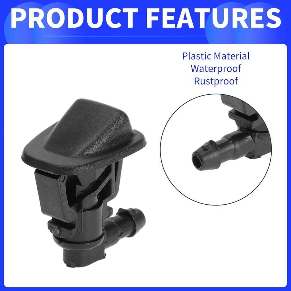 Windshield Washer Nozzle Kit for Jeep Wrangler JK 2013-2017 | Front Windshield Spray Nozzles Wiper Jet No.68164356AB | Black | 1 Set