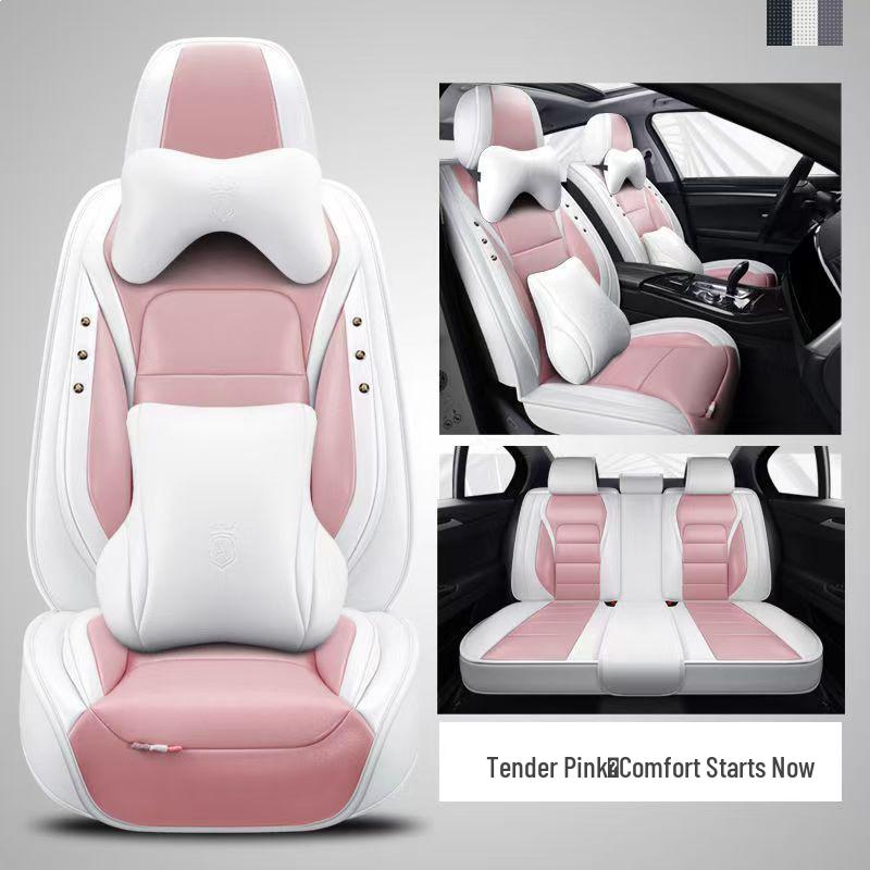 Universal Cartoon Car Seat Cushion - Four Seasons, Wear-Resistant, Dirt-Resistant, Full Surround, Leather Cover for Five-Seaters