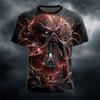Men's New Summer Fashion Trend Round-Neck T-Shirt Giant Ram Skull Castle Wizard Dark Magic Hell Halloween-Themed Short-Sleeve
