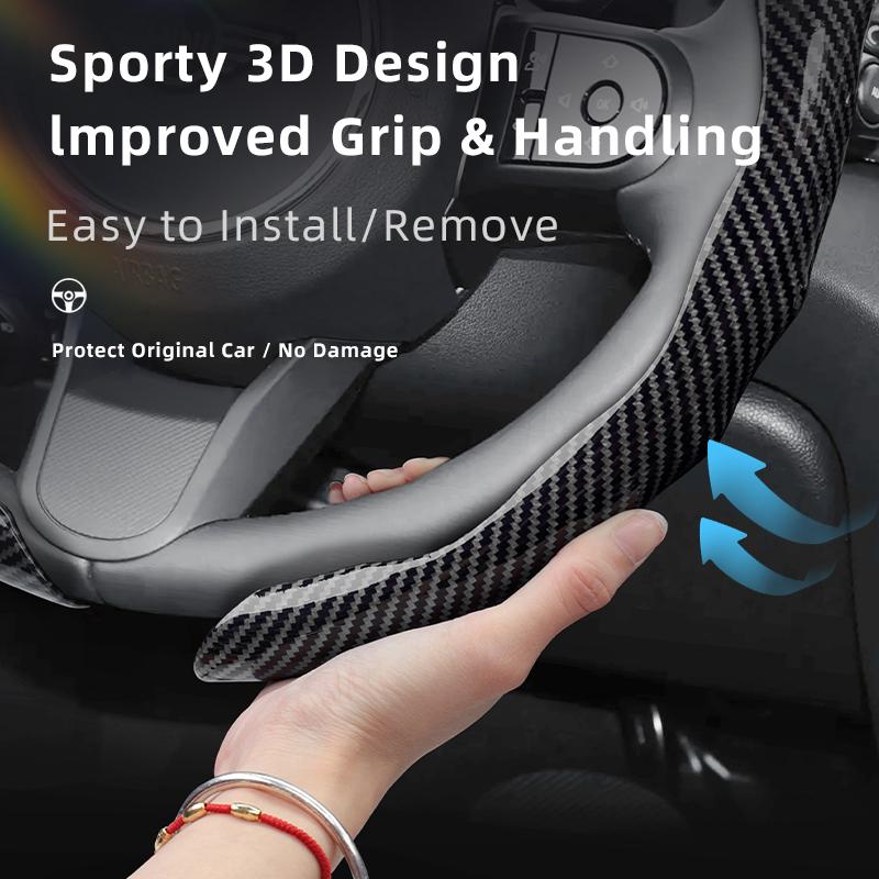 Suitable for Mini Carbon Fiber Texture Steering Wheel Cover Snap-On Wave-Shaped Sports Design Protective Shell Countryman Cooper 2 4 Door Akvnt44
