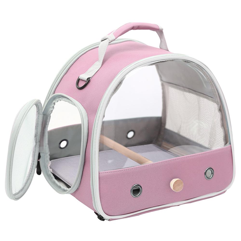 

Waterproof Foldable Parrot Carrier: Outdoor Small Bird Cage Handbag розовый