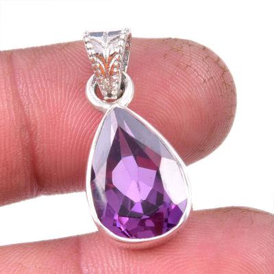 Natural Alexandrite Gemstone 925 Solid Sterling Silver Gift Pendant 1.25" V8v21