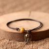 Ethnic Style Anklet For Women Vintage Bronze Leaf & Bell With Colorful Ceramic Bead Pendant On Leather Rope