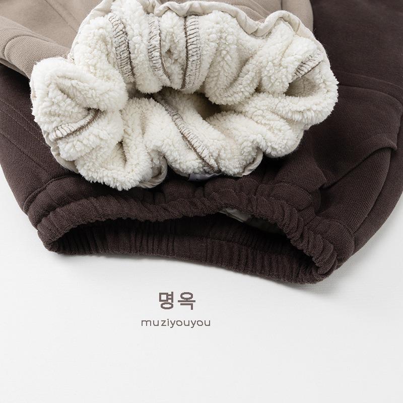 Kids Thickened Fleece Loose Casual Warm Winter Sweatpants Unisex For Baby Boys And Girls
