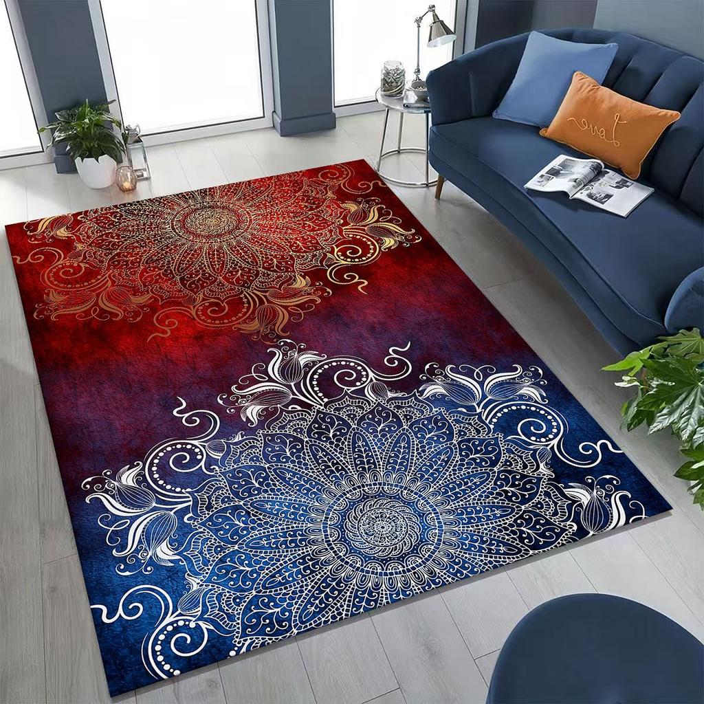 2026 Regenbogen Mandala Blume Chakren Yoga Bohemia Kunst Teppich für Schlafzimmer Wohnzimmer Sofa Zuhause Fußmatte Dekor, Kinder rutschfeste Bodenmatte