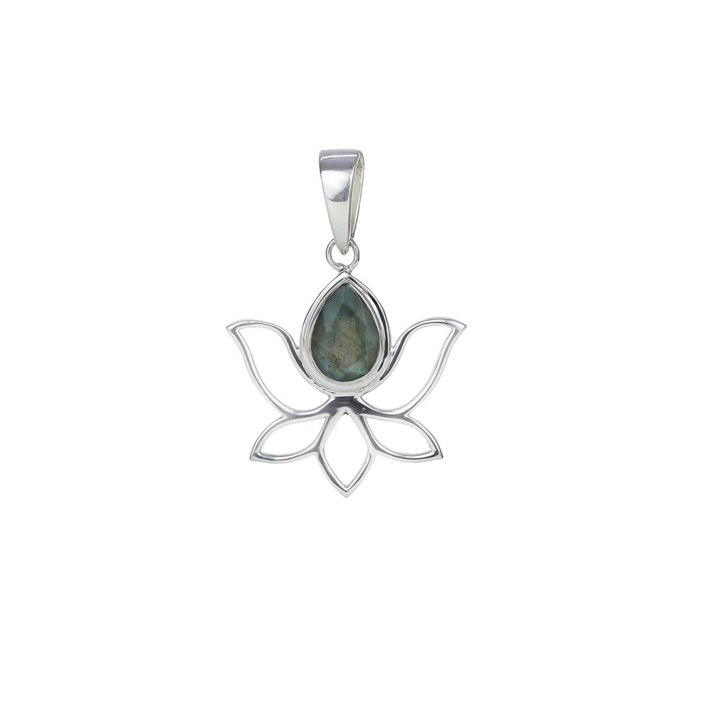 Pear Moonstone Pendant: Sparkling 925 Sterling Silver Lotus Jewelry