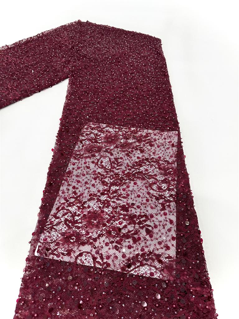 Luxury French Mesh Beads Lace Fabric 2025 High Quality African Sequins Mesh Lace Fabrics For Nigerian Women Wedding Dress Sewing