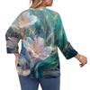 Women's Printed Round Neck Plus Size Tops 3/4 Sleeves Elegant Shirt Tops