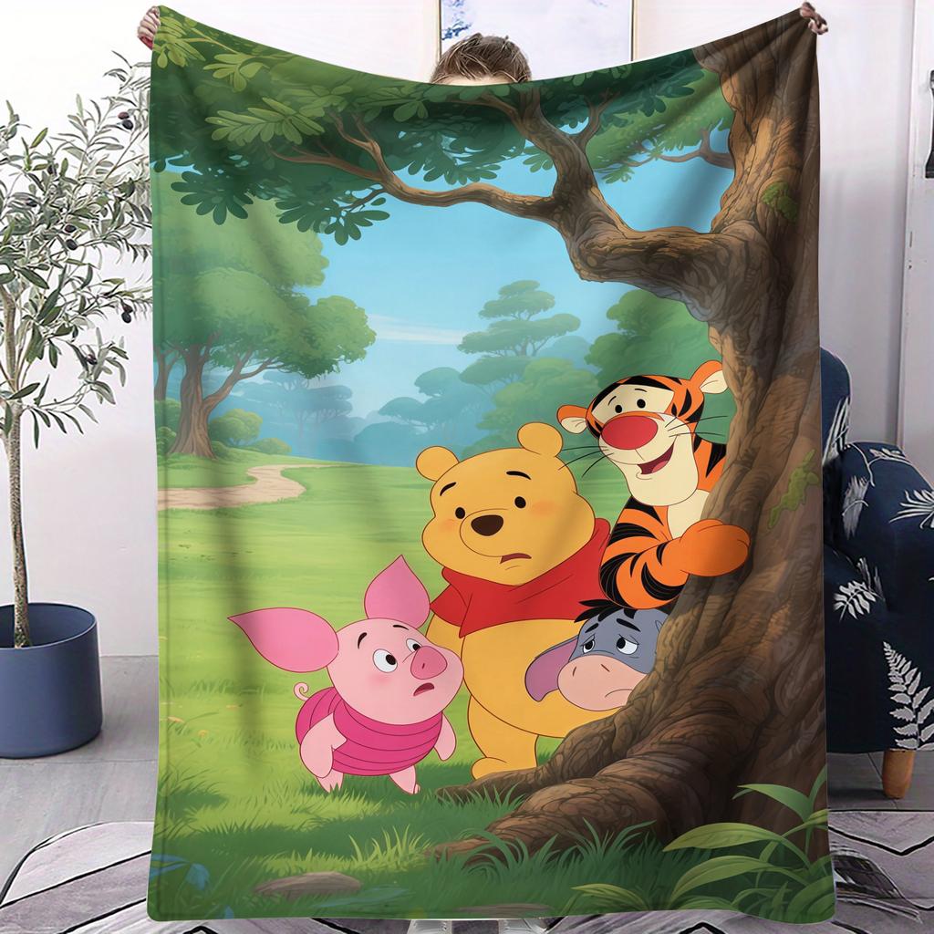Winnie the Pooh Tigger Piglet & Eeyore Hide-and-Seek Print Blanket Soft Multifunctional Decortive Universal Throw Blankets Gift