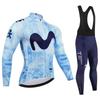 Movistar Autumn Pro Team Cycling Jersey19D Bib Set MTB Uniform Bicycle Clothing Quick Dry Bike Clothes Mens Long Cycling Wear