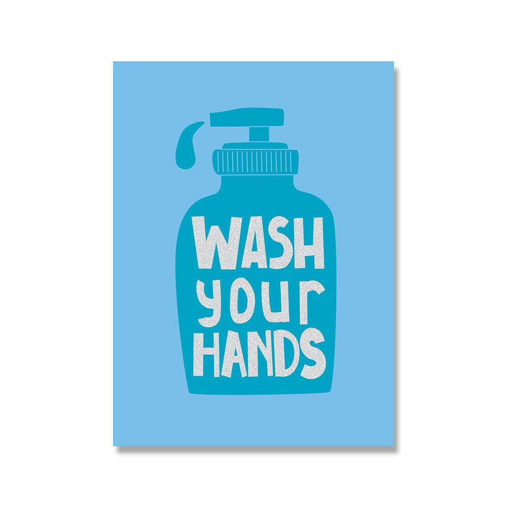 Power Up Yourself Quote Canvas Painting Cartoon Future Letter Lowkey Lucky Poster Wash Your Hands Bathroom Wall Pictures Decor