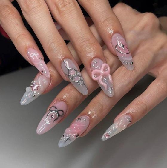 New Wearable Nail Patch Nail Patch 3D Embossed Bow Extension Wearable Nail Removable Nail
