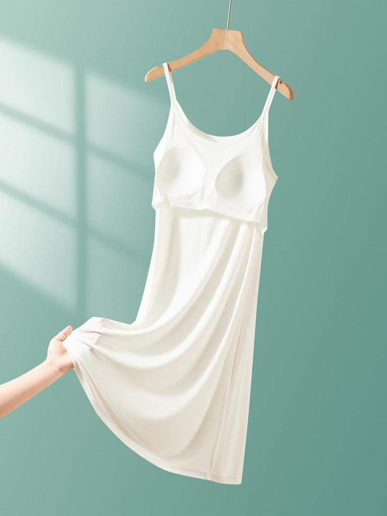 Modal Strappy Built-in Bra Summer Sleeveless Dress for Women 2025