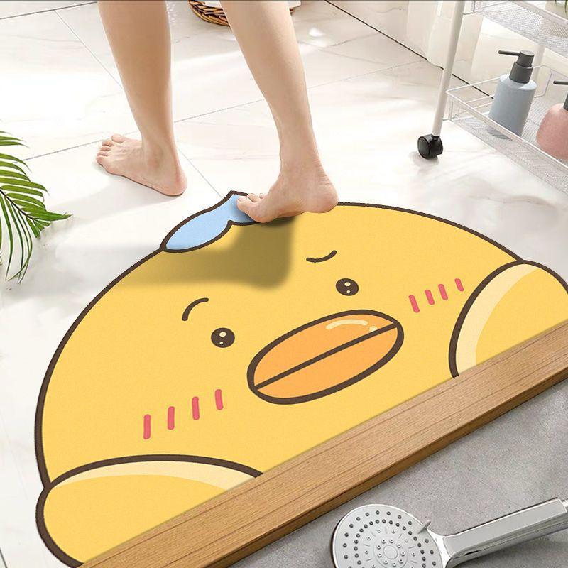Tapete de Chão de Lama Diatomácea Desenho Animado Tapete de Chão de Banheiro Absorção de Água Secagem Rápida Tapete Antiderrapante Resistente à Sujeira e Fácil de Cuidar Tapete para os Pés