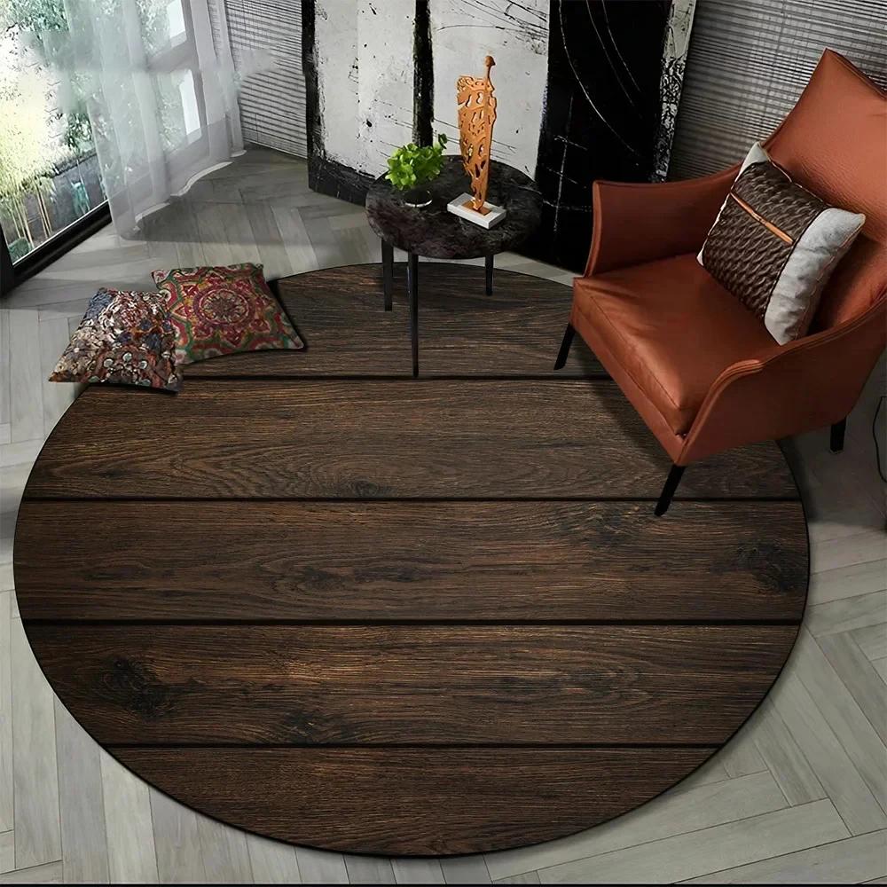 Latest 3D Color Wood Grain Lines Round Area Rug Carpet Rug for Living Room Bedroom Sofa Child Playroom Decor Pet Non-slip Gift