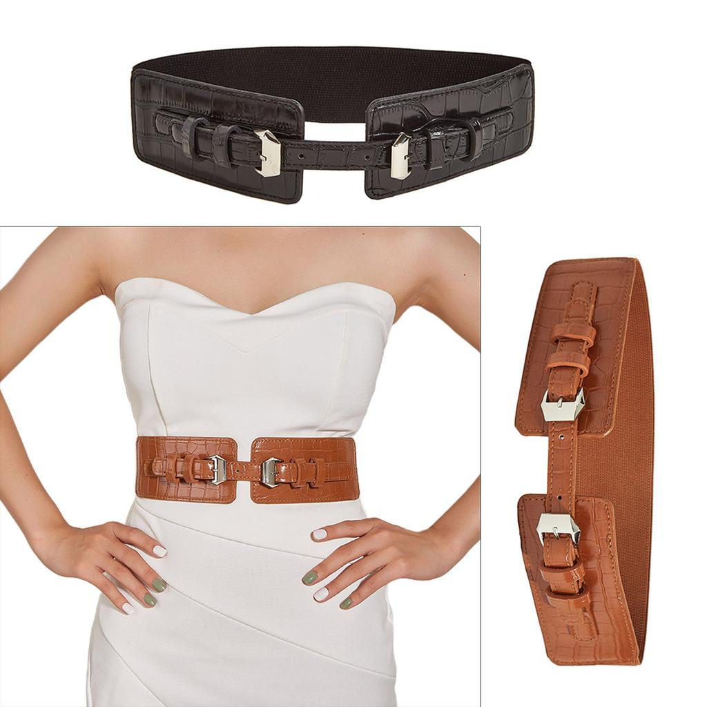 Sexy Women Top Cinch Belt with Alloy Double Buckle Woman Lift Up Masquerade Party Waist Seal Top Slimming Wrap Top