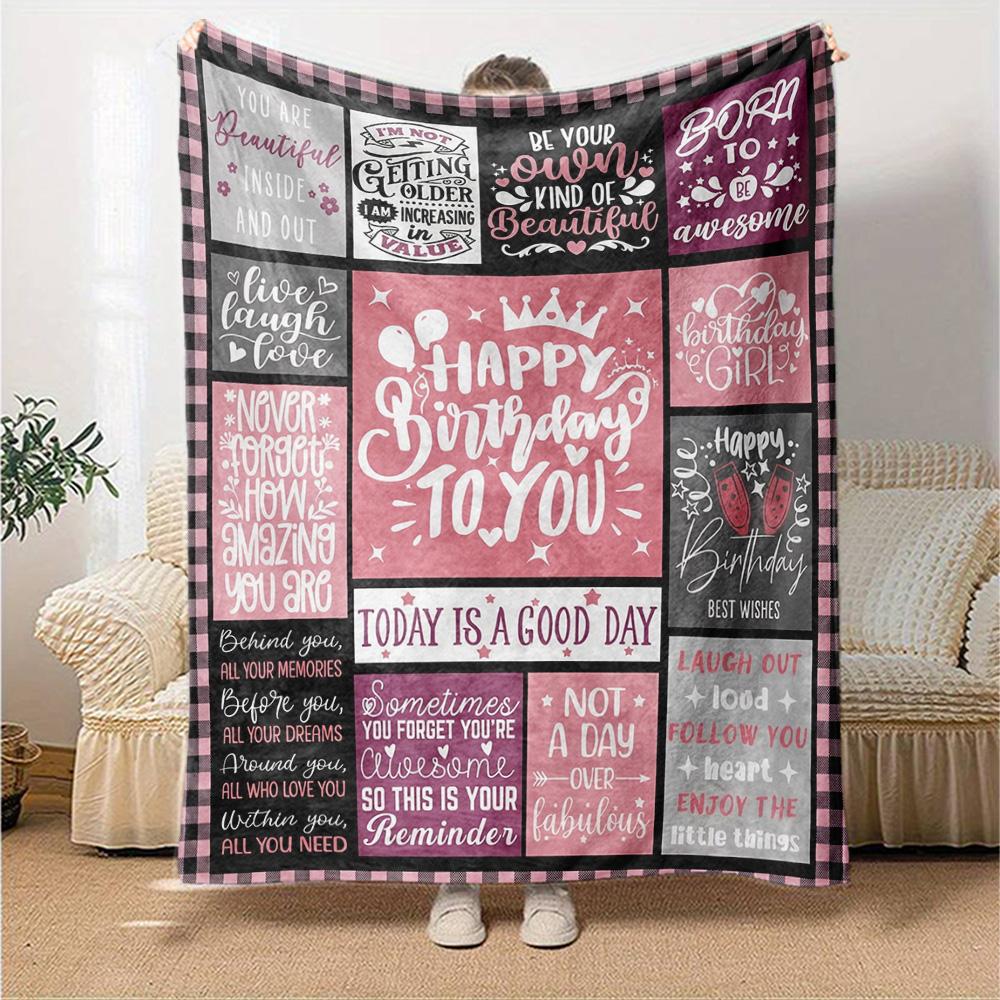 Birthday Quotes Collage Multi-purpose Blanket Durable Comfort Throw Bed Picnics All-Season Use Best Holiday Gift for Friends, Family Y30