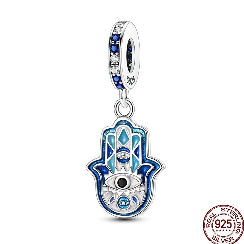 100% Copper Blue Shiny Zirconia Dark Cloud Butterfly Jewelry Beaded Pendant Fit 3Mm Bracelet Diy Jewelry Gift