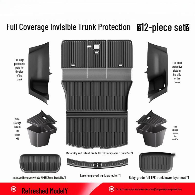 Upgraded TPE Trunk Mat Set for Tesla Model Y3 - Front & Rear Trunk, YL Interior Accessories