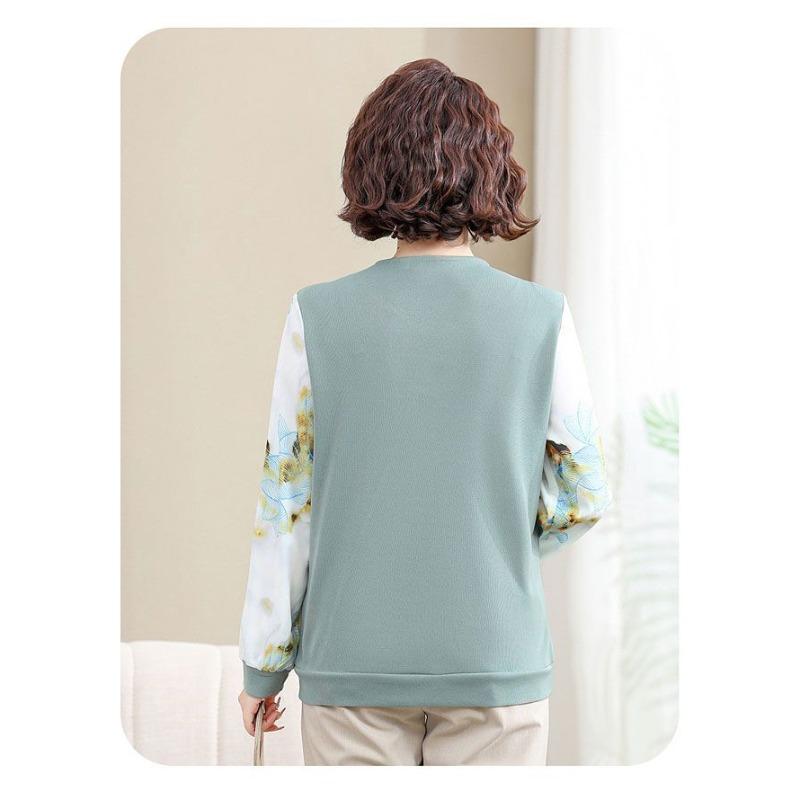 Langarm T-Shirt Strickpullover Modischer V-Ausschnitt Pullover Druck Lässiges Oberteil