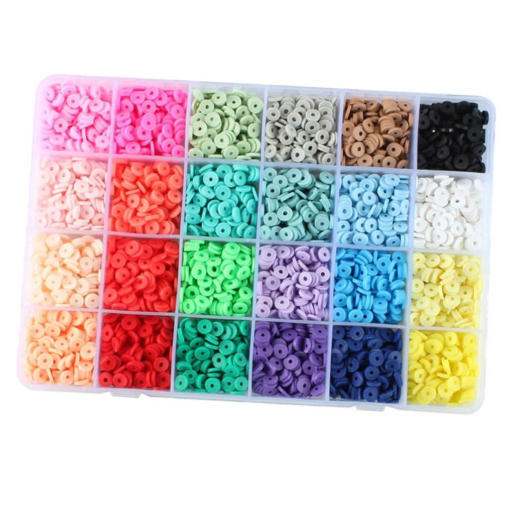 Vibrant 4800Pcs 24 Colors Clay Beads Loose Spacer Disc Beads for DIY Jewelry Finding