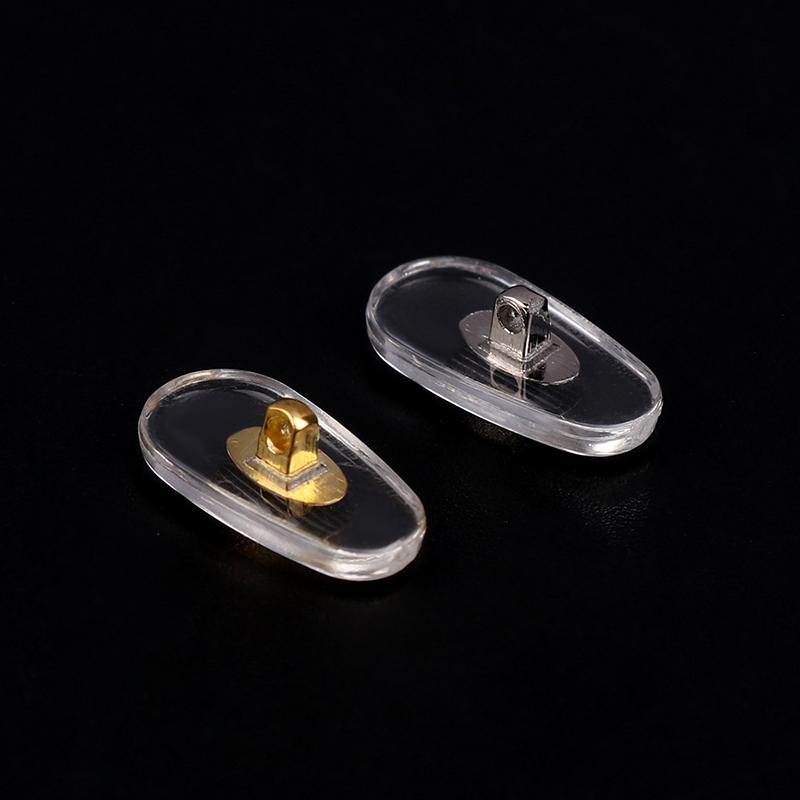 10Pairs Gold Silver Transparent Silicone Screw On Nose Pads Metal Core Brace For Glasses Support Eyewear Accessories